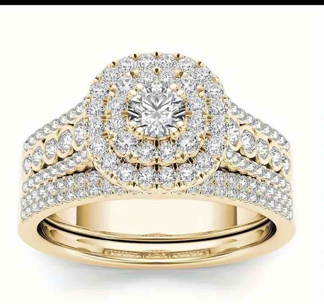 Gorgeous 925 SilverPlated 18K Gold Plated Ring Sz 7