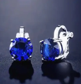 Beautiful 925 Silver Plated Blue Sapphire Earrings