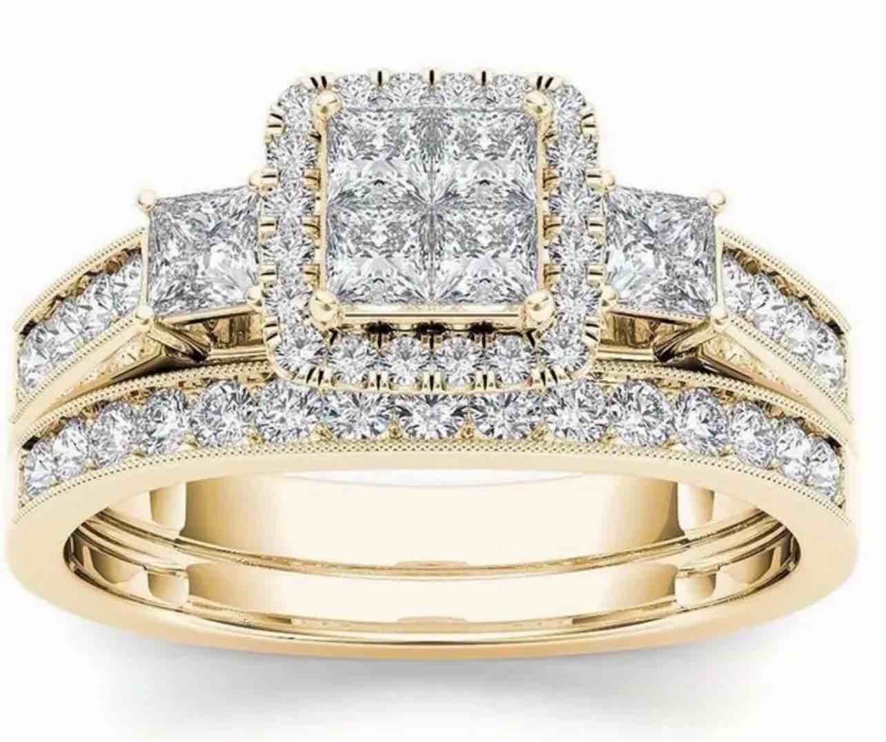 Gorgeous 925 SilverPlated 18K Gold Plated Ring Sz 8