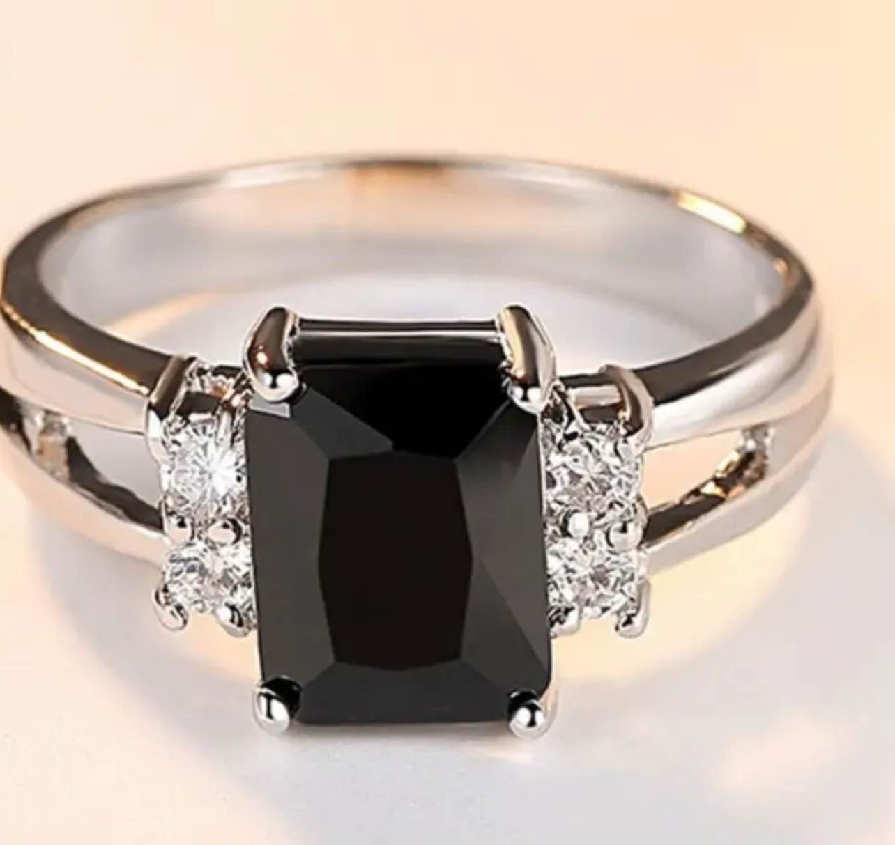 Gorgeous 925 Silver Plated Black Onyx Ring Sz 6