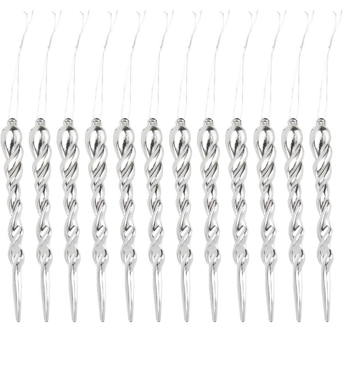 VALICLUD 12pcs Simulation Ice Glass Clear Ornaments Xmas Tree Hanging Pendant Glitter Icicle Ornament Christmas Acrylic Party Supplies Plastic Make up