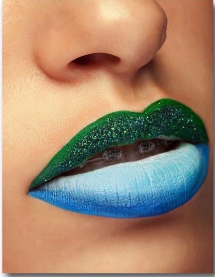 Lips With Fashion Make Up and Braces - Modern Wooden Canvas 16 X 32