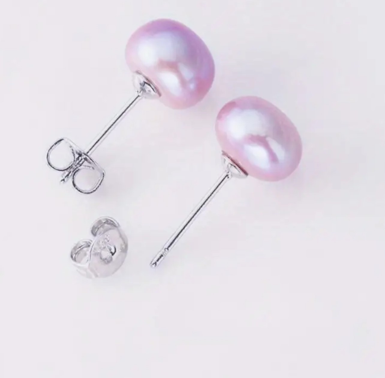 Beautiful 925 Silver Plated Pink Pearl  Earrings
