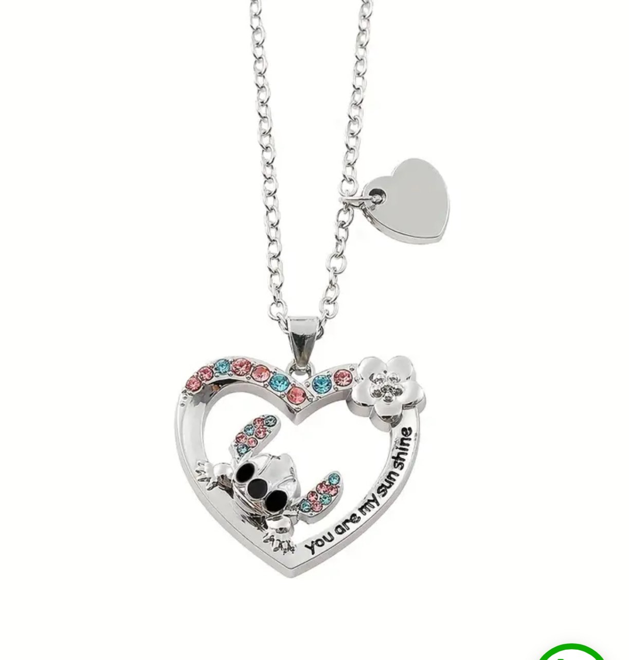 Beautiful 925 Silver Plated Stitch Heart  Necklace 