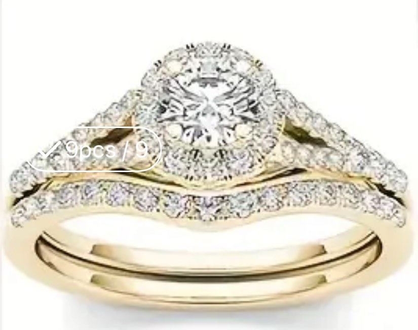 Gorgeous 925 SilverPlated 18K Gold Plated Ring Sz 8