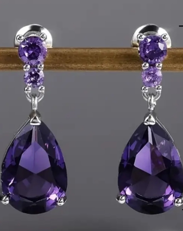 Beautiful 925 Silver Plated Sapphire Earrings