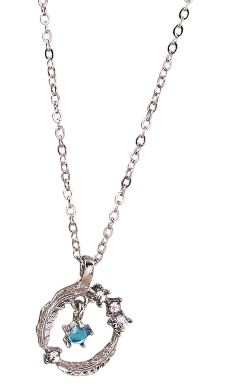Beautiful 925 Silver Plated Sapphire Necklace 