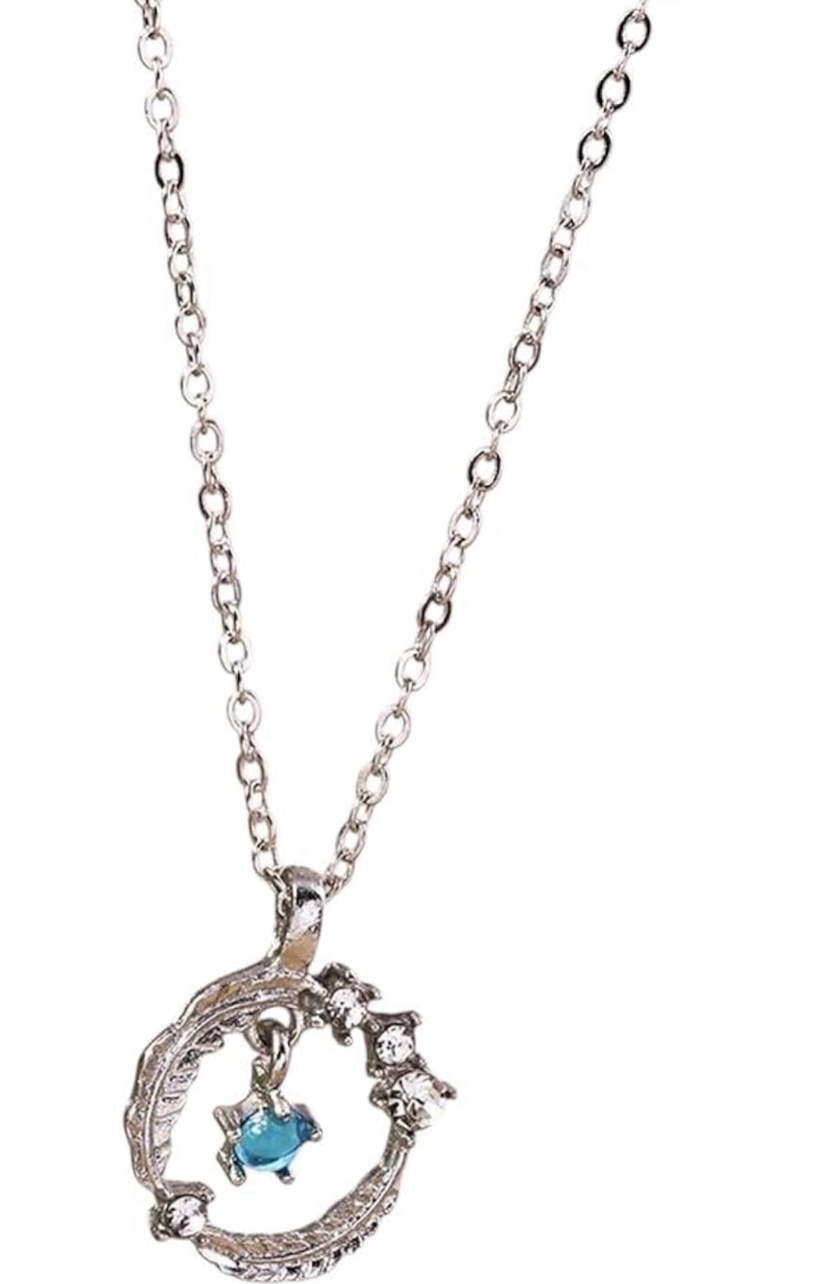 Beautiful 925 Silver Plated Sapphire Necklace 