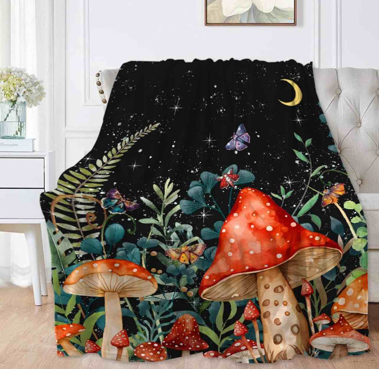 Mushroom Blanket Mushroom Cottagecore Throw for Couch Bedding Sheet Chair Decor- Plush Gifts Fuzzy Cozy Throws Non-Shedding 30"x40" for Pet/Tapestry