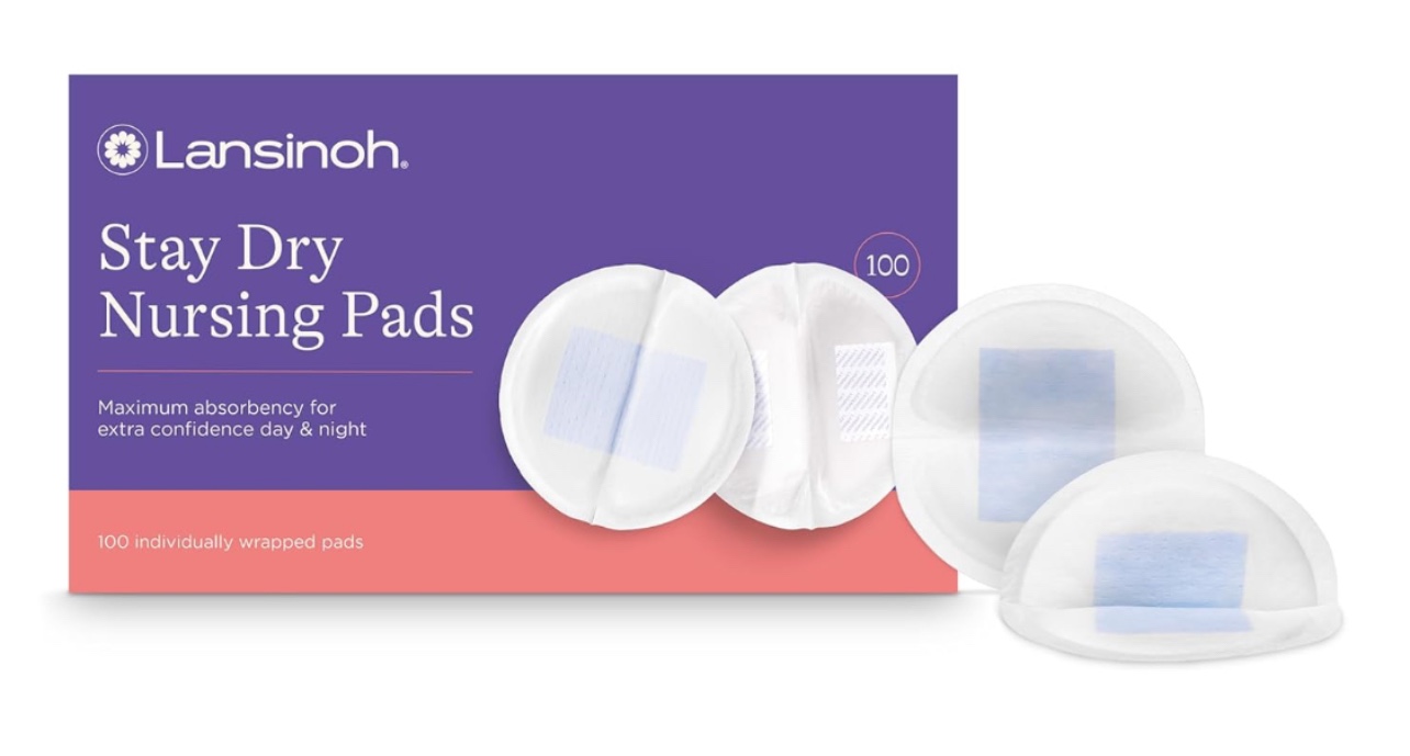 Lansinoh Stay Dry Disposable Nursing Pads, Soft and Super Absorbent Breast Pads, Breastfeeding Essentials for Moms, 100 Count
