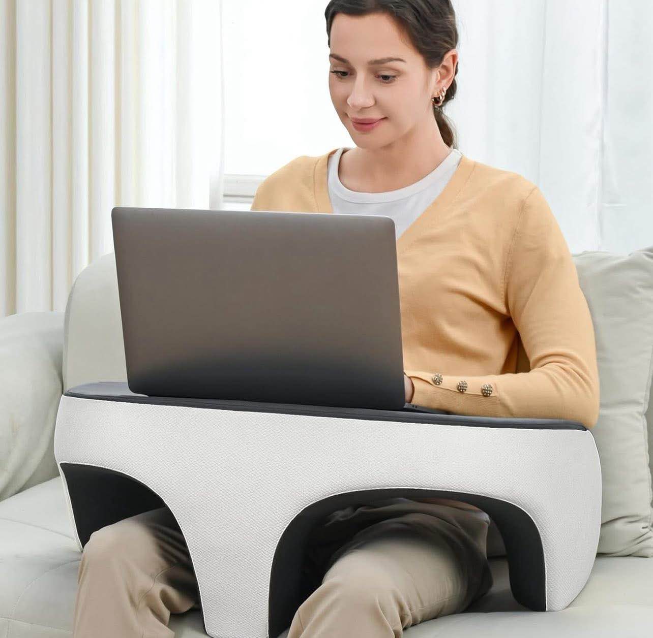 Lap Desk Reading Pillow, Gaming Pillow with Memory Foam Comfort, Bed Rest Desk Pillows for Reading & Working, Multi-Use Couch Laptop Pillows for Adults, Ergonomic Arm Rest for Bed, Sofa & Floor
