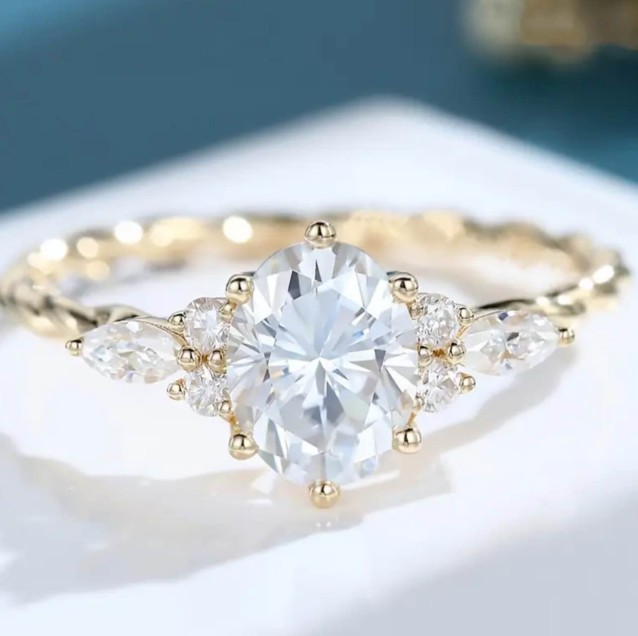 Gorgeous 925 SilverPlated 18K Gold Plated Ring Sz 8