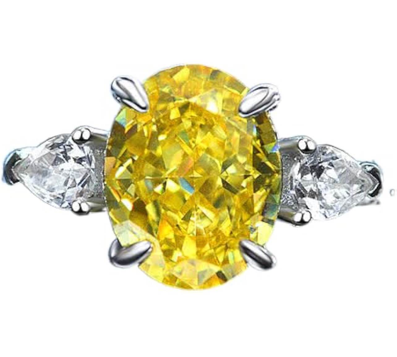 Beautiful 925 Silver Plated Yellow Sapphire Ring Sz 8