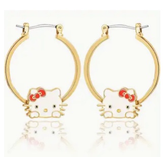 Gorgeous 925 Silver 18K Gold Plated Hello Kitty Earrings 