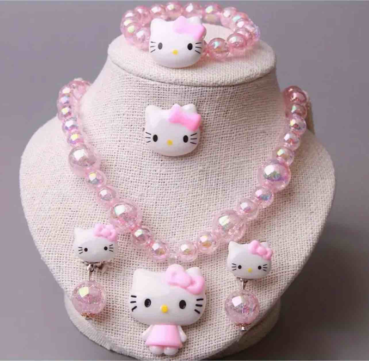 Hello Kitty Pink Beaded Jewelry Set 