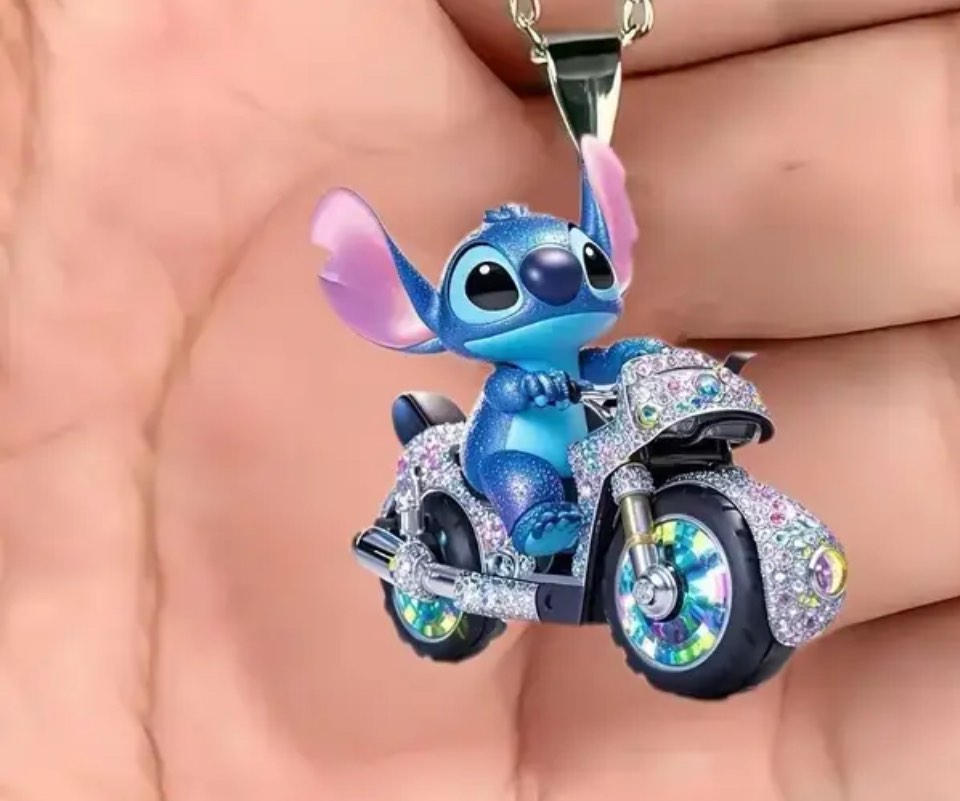 Sparkly Stitch Motorcycle Pendant – Fun & Unique!”