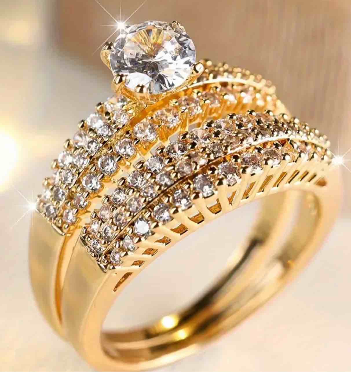 Stunning 925 SilverPlated 18K Gold Plated Ring Sz 10