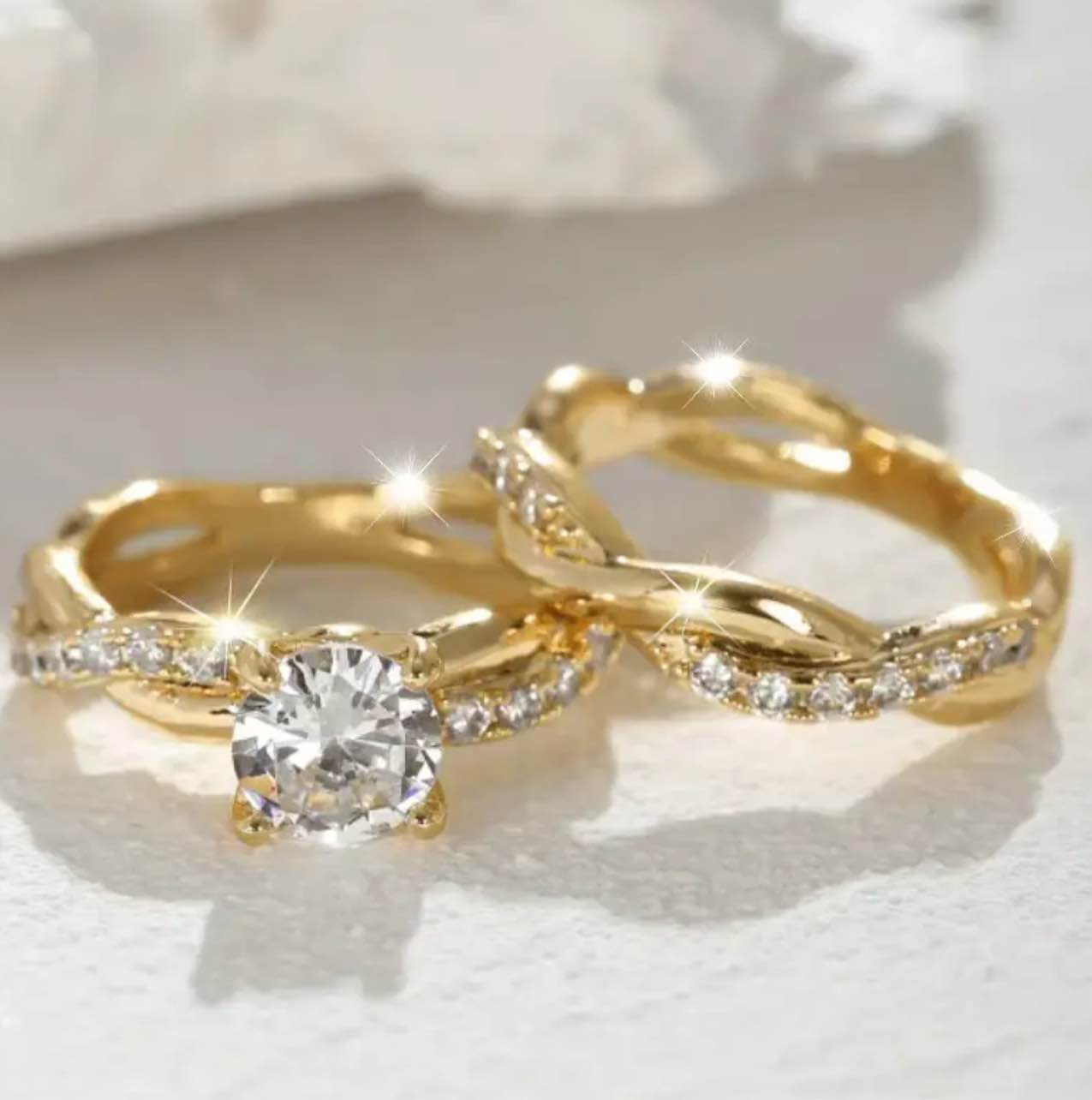 Elegant 925 SilverPlated 18K Gold Plated Ring Sz 10