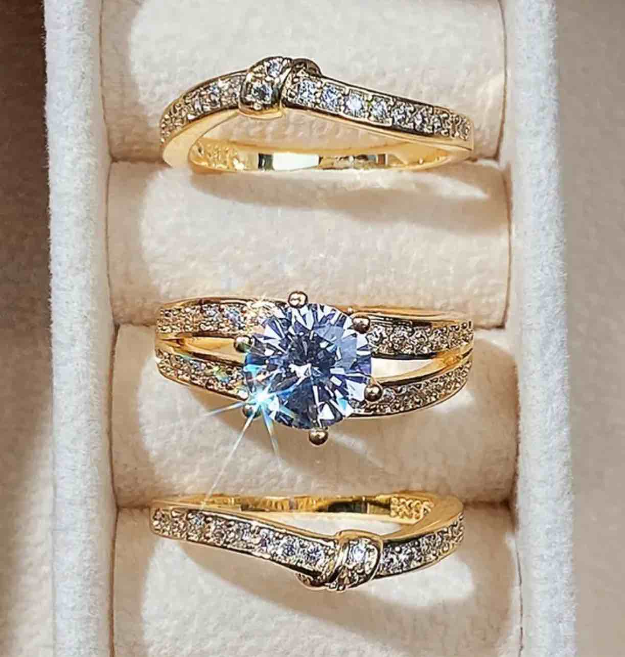Exuding elegance, this three-piece 925 Silver plated  18K Gold Plated 
