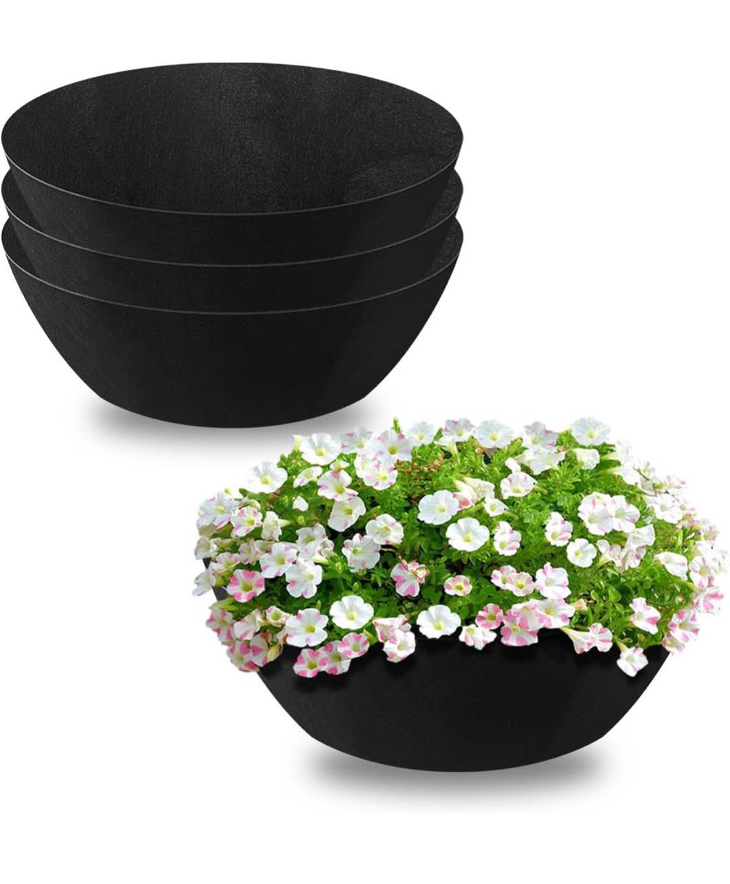 Non-Woven Fabric Plant Grow Bags Replacement 4Pack 12inch Coco Liner Window Basket,Trough Shaped Wall and Deck Mount Planters,Round Hanging Basket