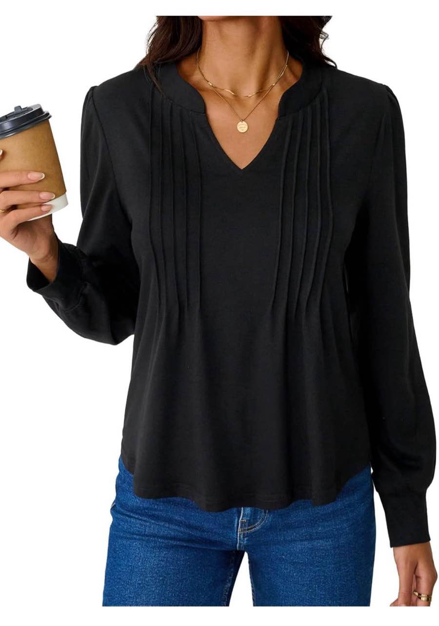 Women Pleated Long Sleeve Shirt Size Small