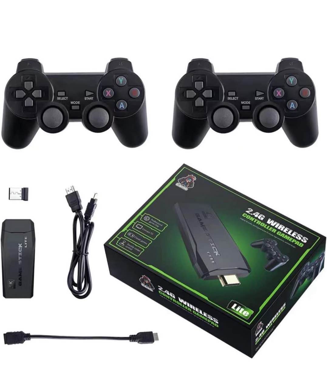 Wireless Retro Gaming Console, 9 Classic Emulators, Plug and Play Video Game Stick Built-in 10000+ Classic Games, 4K HD HDMI Output for TV with Dual 2.4G Wireless Controllers (64G)