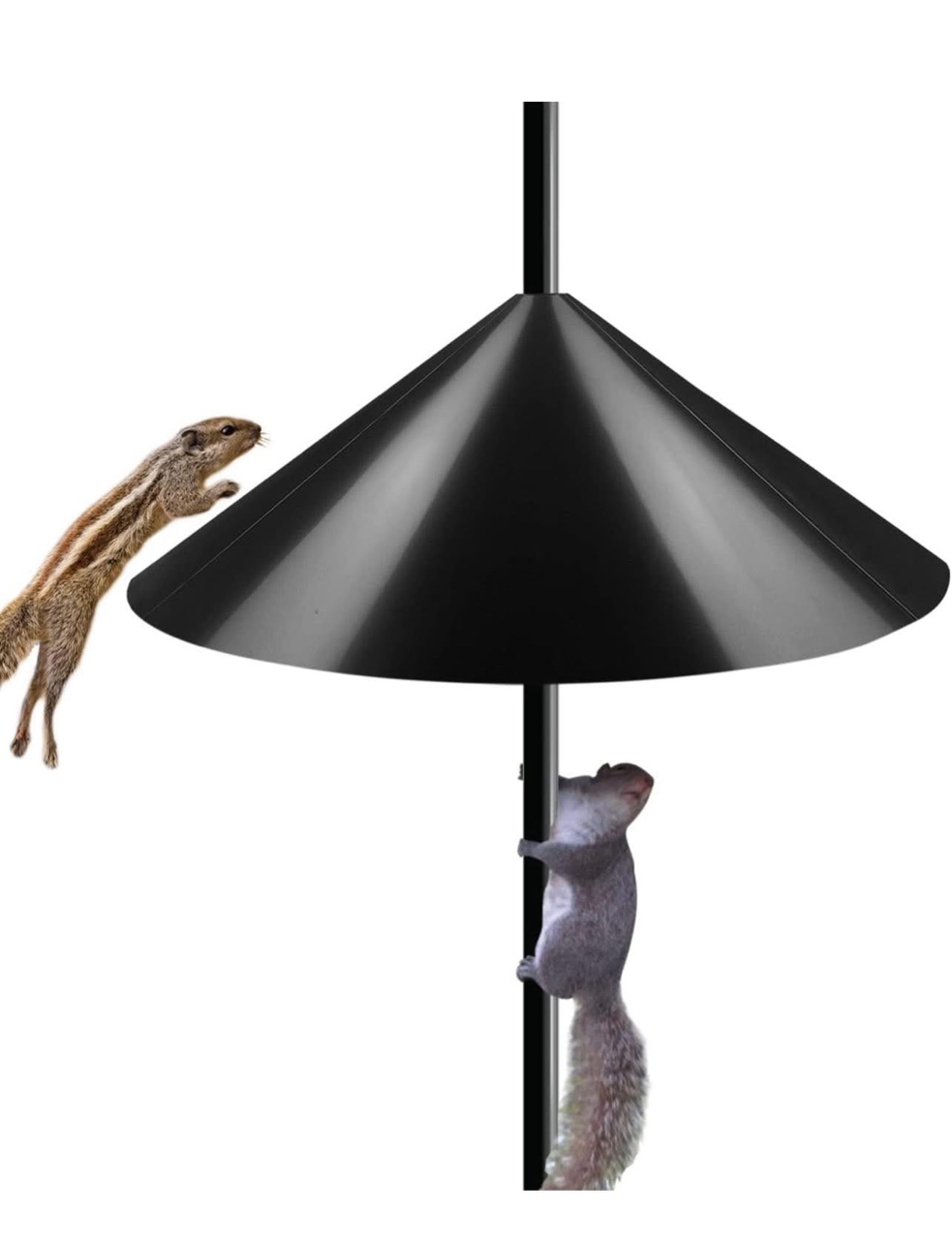 19 Inch Wide Squirrel Baffle for Bird Feeder Pole, Outside Pole Mount Stopper & Bird House Guard for Outdoor Shepherd’s Hook, Black, 1 Pack