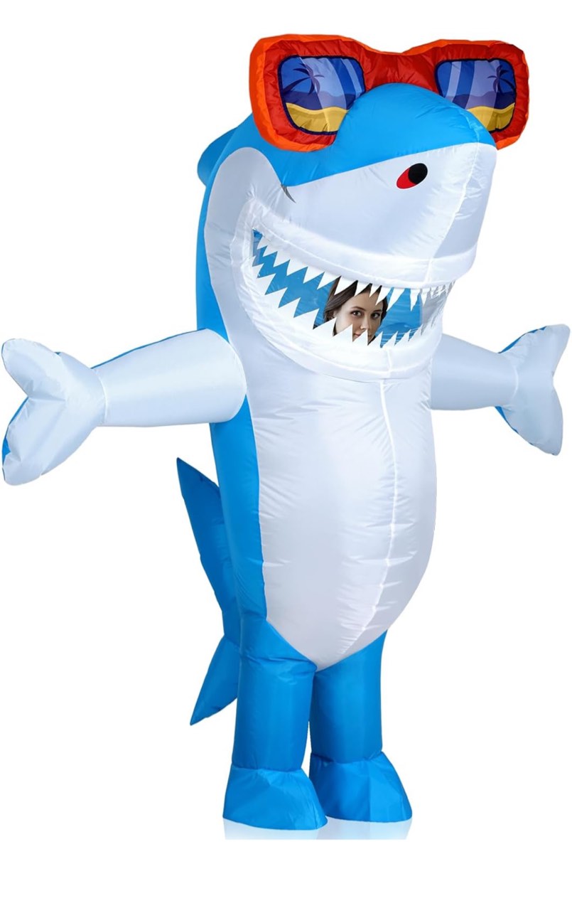 Foaincore Inflatable Shark Costumes for Adult Halloween Costumes Shark Air Blow up Costume Party 