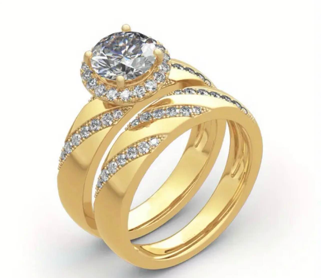 Gorgeous 925 SilverPlated 18K Gold Plated Ring Sz 9
