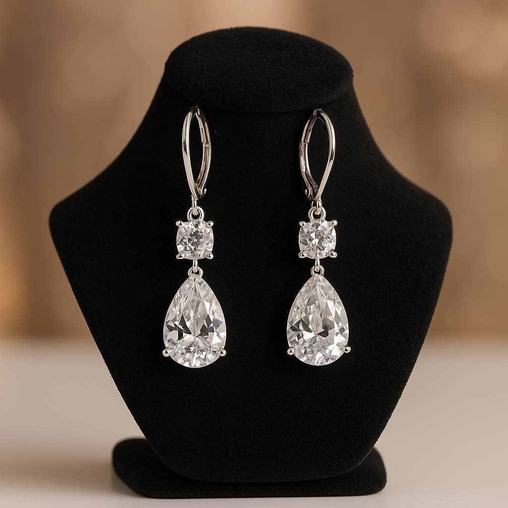 Beautiful 925 Silver Plated Sapphire Earrings