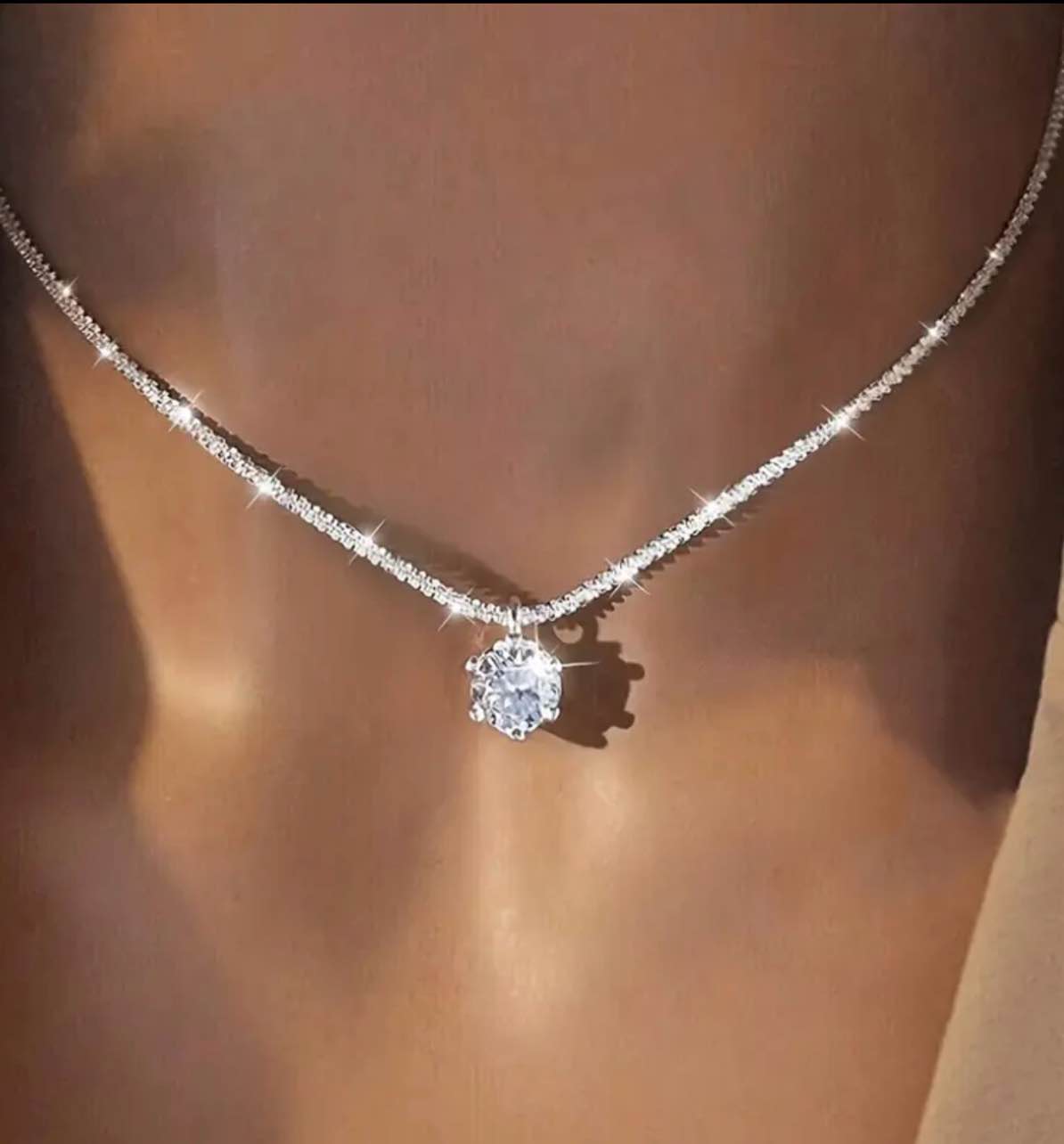 Gorgeous 925 Silver White Sapphire Necklace 