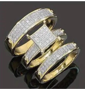 Gorgeous 925 SilverPlated 18K Gold Plated Ring Sz 8