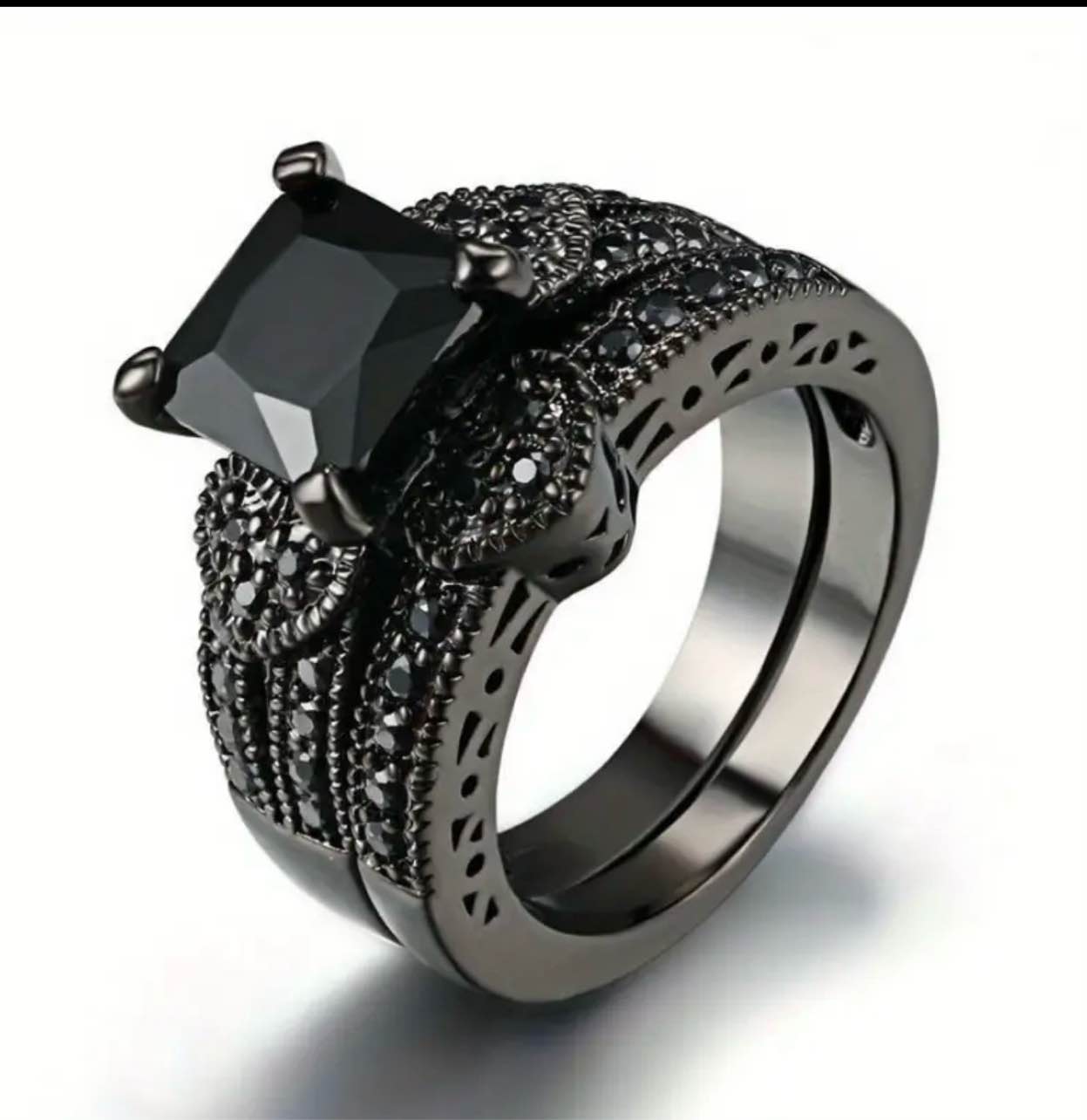 Gorgeous 925 Silver Plated Black Onyx Ring Sz 8