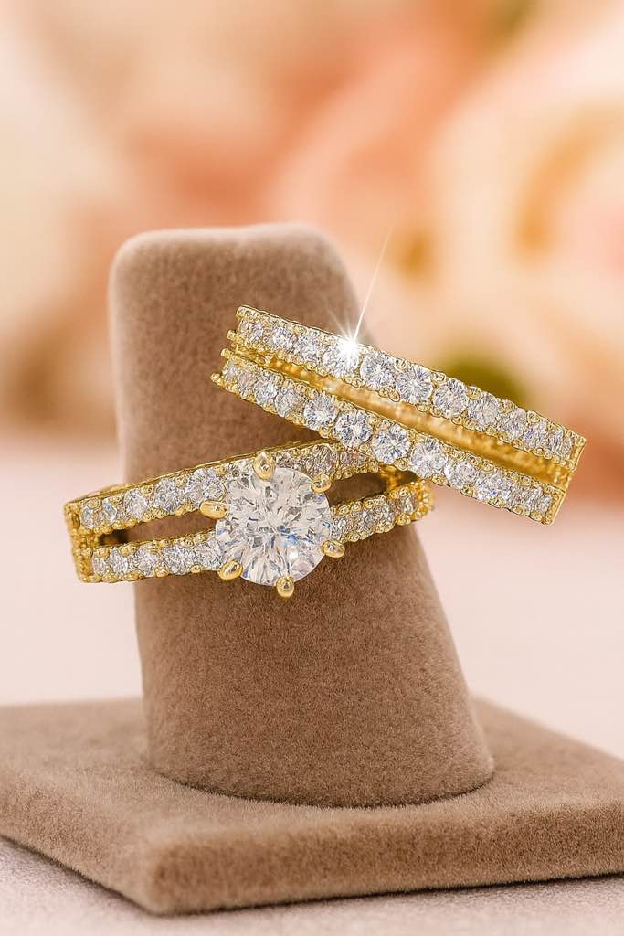 Gorgeous 925 SilverPlated 18K Gold Plated Ring Sz 8