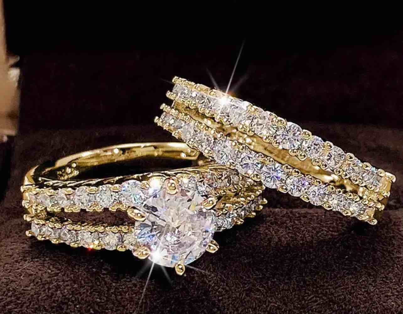 gorgeous 925 silverplated 18k gold plated ring sz 10