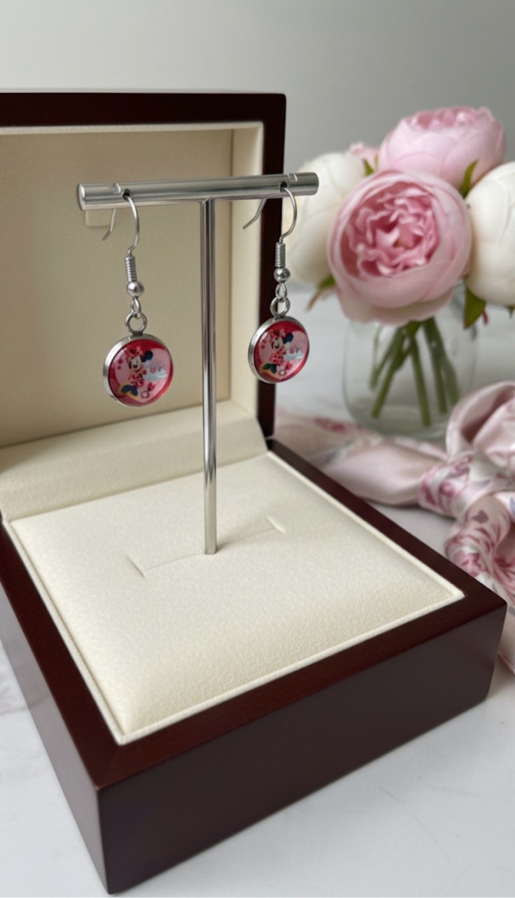 Minnie Mouse 925 Silver Plated Earrings 