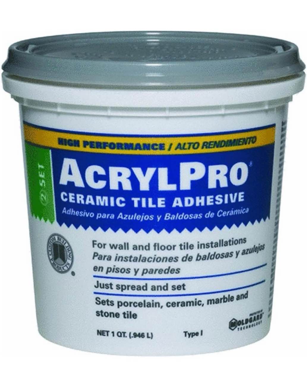 Custom Building Products ARL4000QT 1 Quart AcrylPro Ceramic Tile Mastic, White