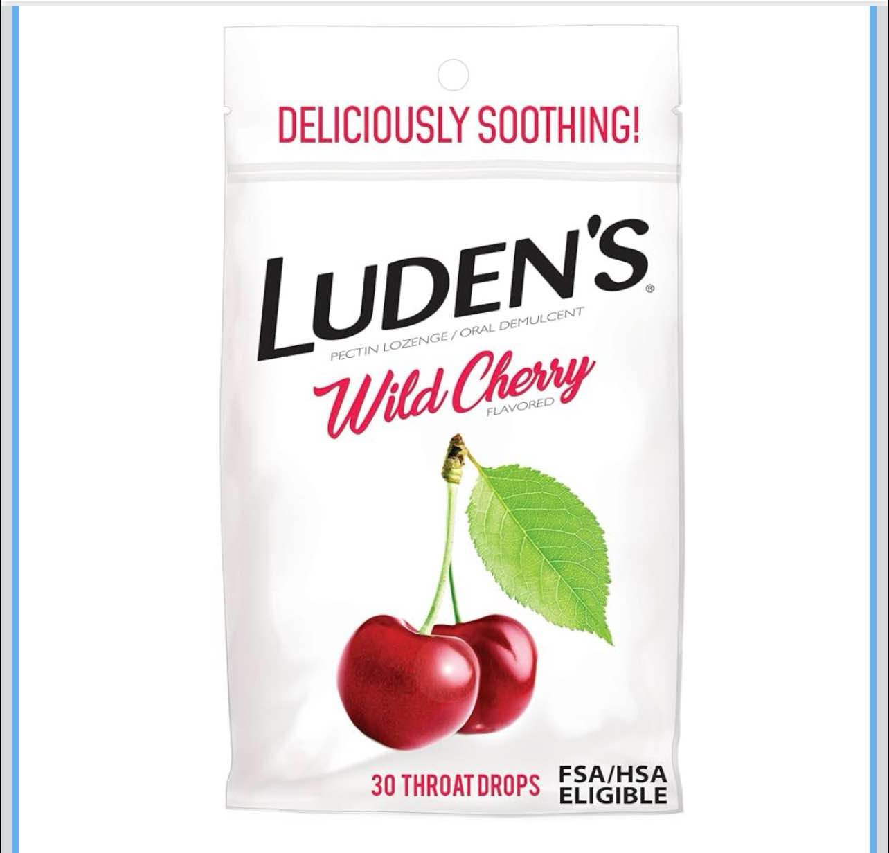 Luden's Sore Throat Drops, For Minor Sore Throat Relief, Wild Cherry, 30 Count