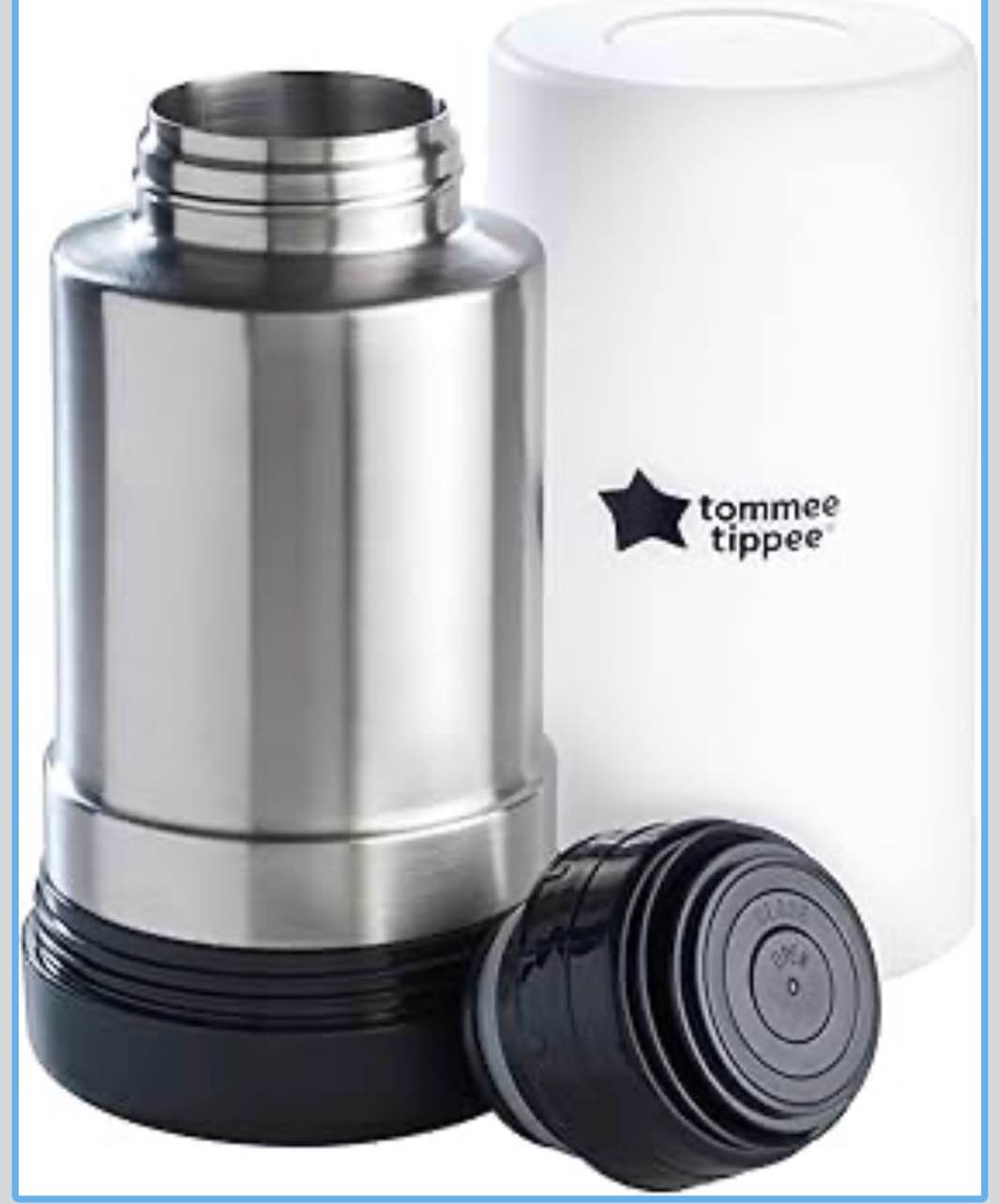 Tommee Tippee Closer to Nature Portable Travel Baby Bottle and Food Warmer, Ideal for Travel, Thermal Insulation, Stainless Steel Flask with Leak-Proof Lid