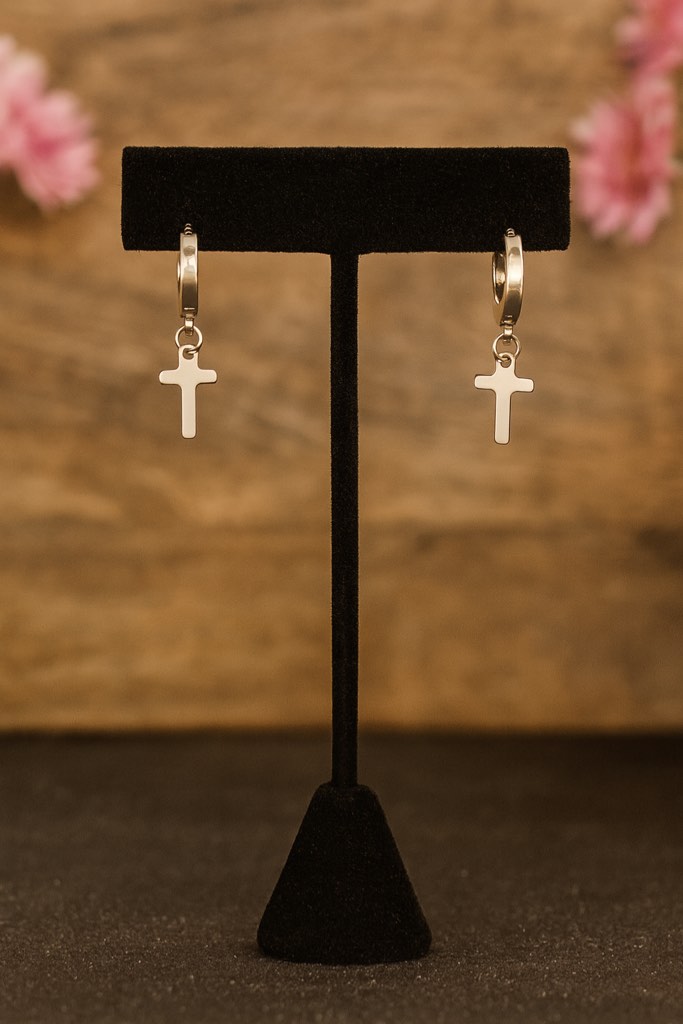 Beautiful 925 Silver Plated Cross Earrings