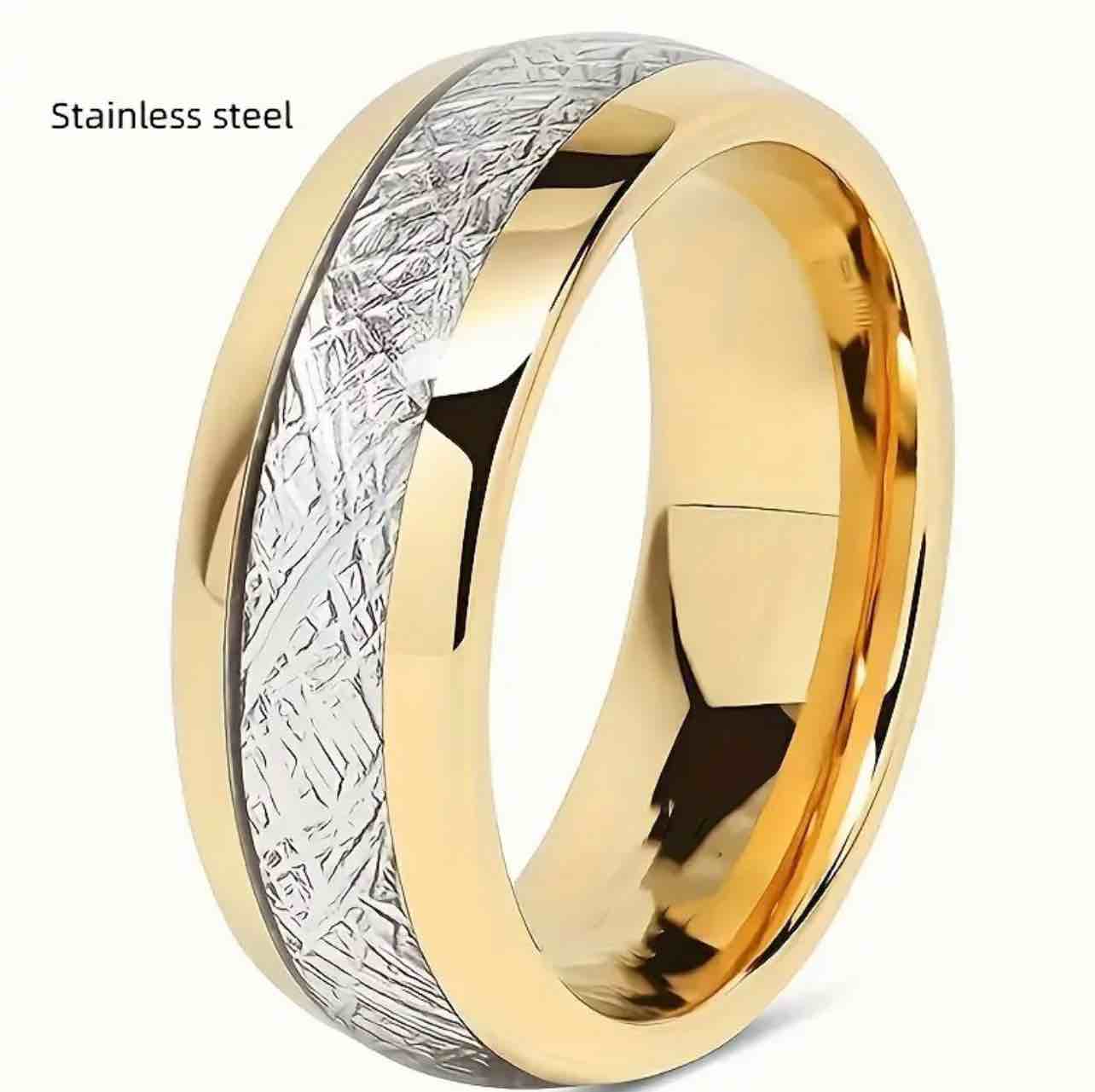 Men’s Luxury 18K Gold  Plated  Stainless Steel Ring Size 12