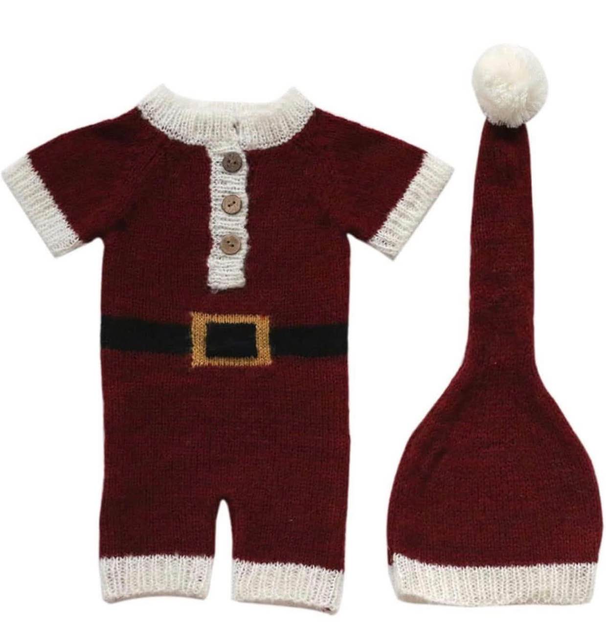 2 Pcs Newborn Photography Props Crochet Outfit Baby Romper Hat Set