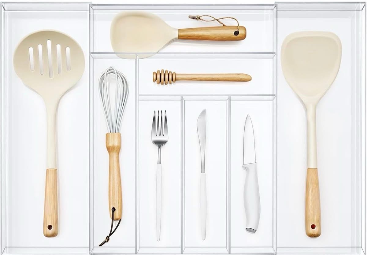 Expandable Kitchen Drawer Organizer Clear Acrylic