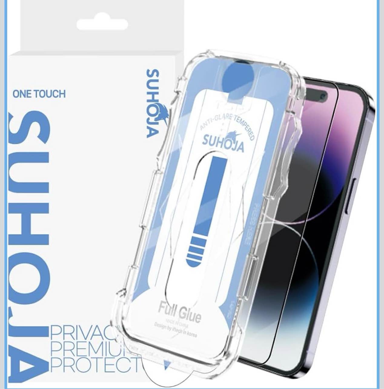 Privacy Glass Screen Protector for iphone 15PLUS - One Touch Kit, 9H Anti-spy Tempered-Glass, Easy To Install, Perfect Fit, Touch Sensitivity