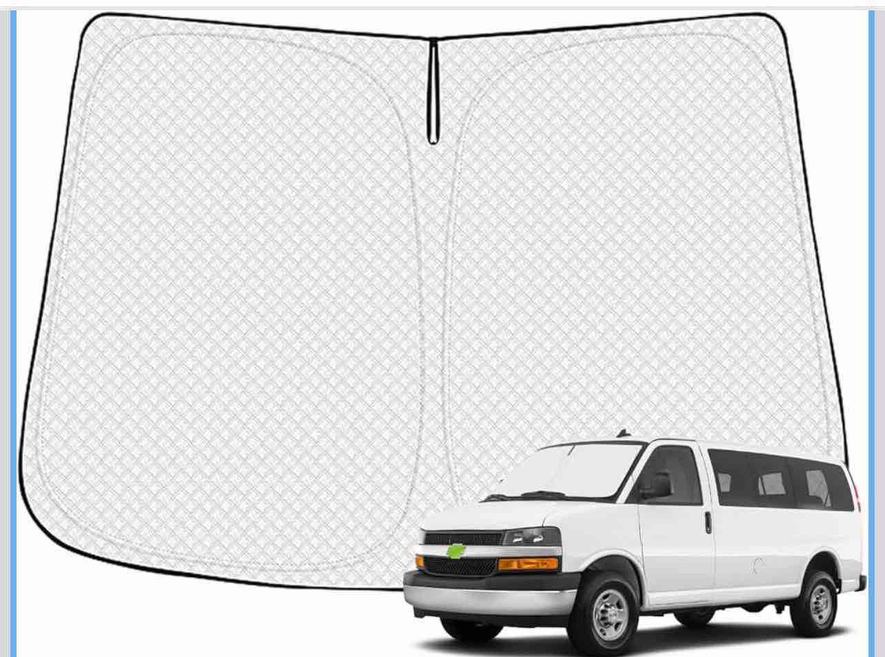 Windshield Sun Shade for 1996-2025 2026 Chevrolet/Chevy Express Accessories Thicken 6-Layer