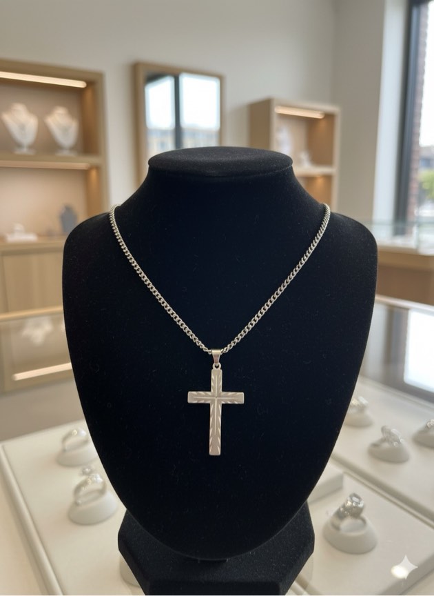 Elegant 925 Silver Plated Cross Necklace 
