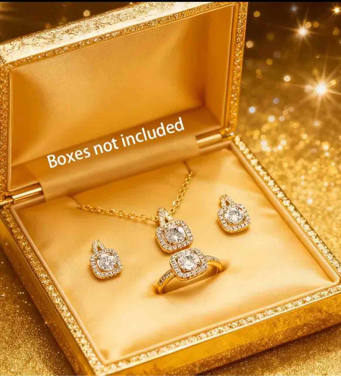 Gorgeous 18K gold plated necklace, earrings, and ring set 