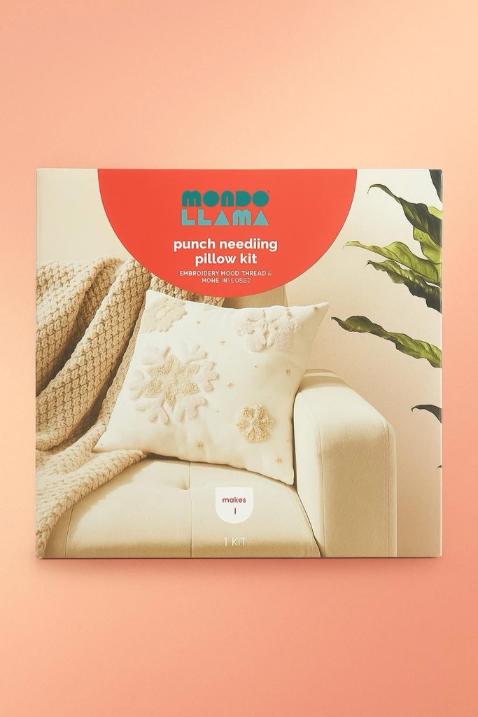 Condition photo showing New/Like New for Christmas Craft Punch Needle Snowflake Pillow Kit- Mondo Llama™