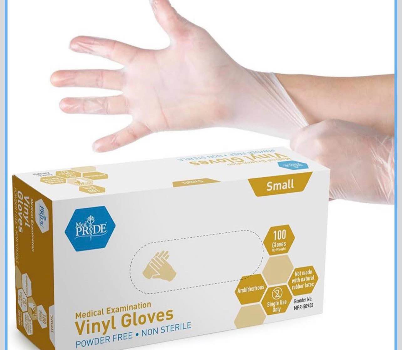 Condition photo showing New/Like New for vinyl gloves