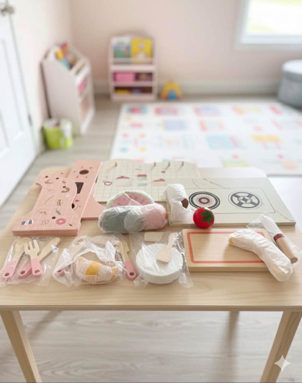 kids wooden kitchen set Play food Play utensils
